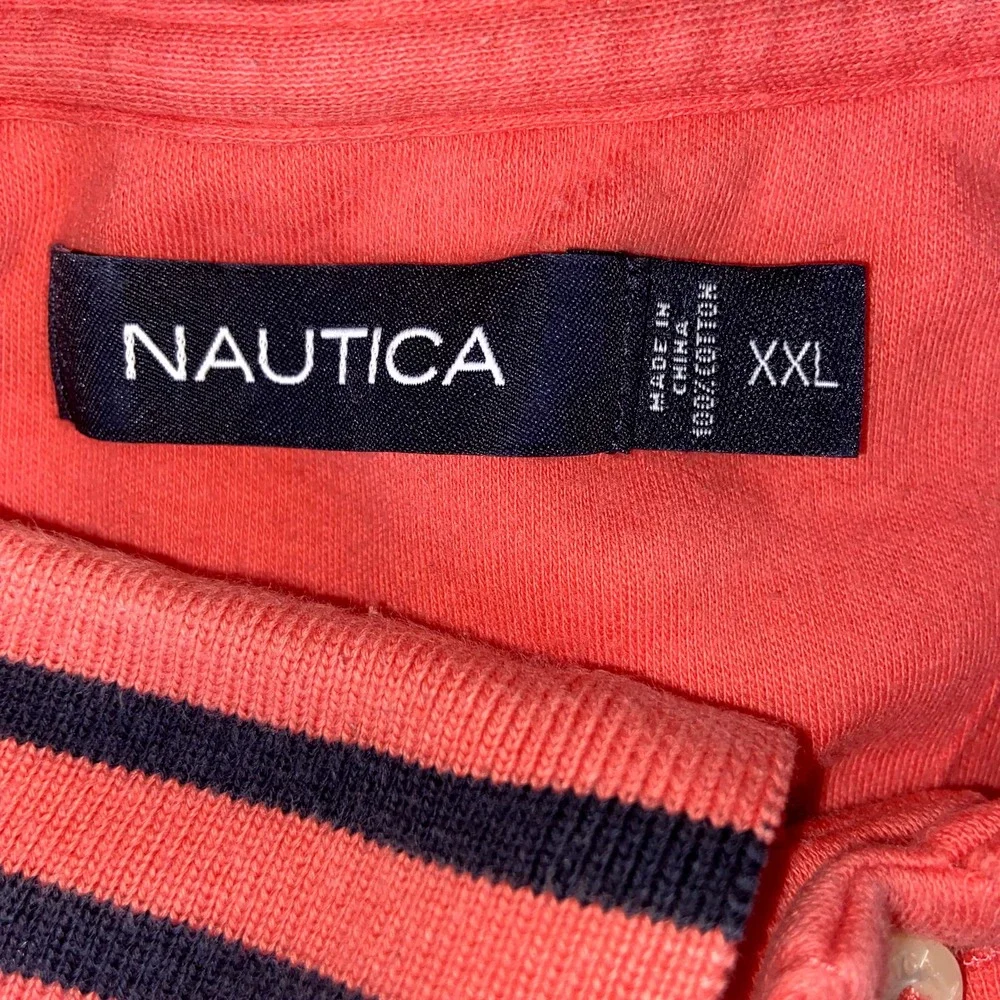 Nautica Polo Shirt Mens Size XXL Striped Coral Color *